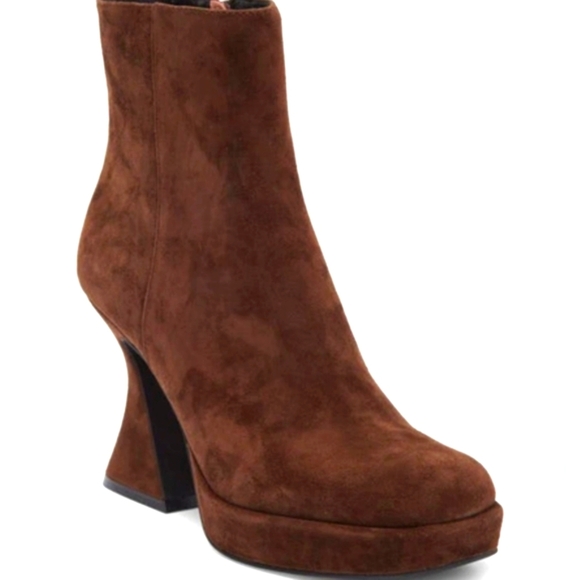 Jeffrey Campbell Humanity Zip Platform Bootie In Brown Suede...Size 9.5 - Picture 1 of 9